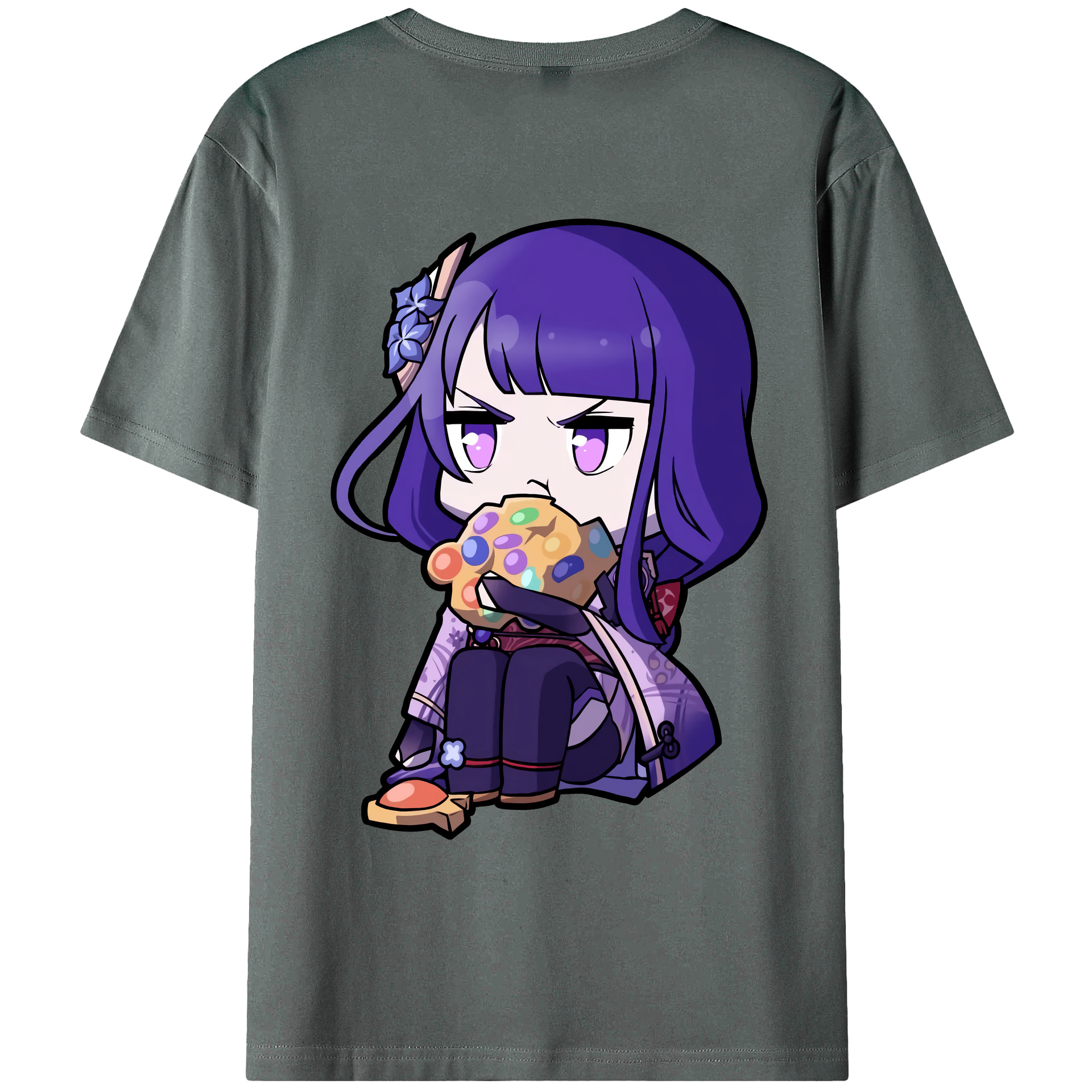 げんし神 雷電将軍 らいでんしょうぐん genshin Raiden Shogun 綿100％ メンズ半袖Tシャツ（バックプリント） 通気性